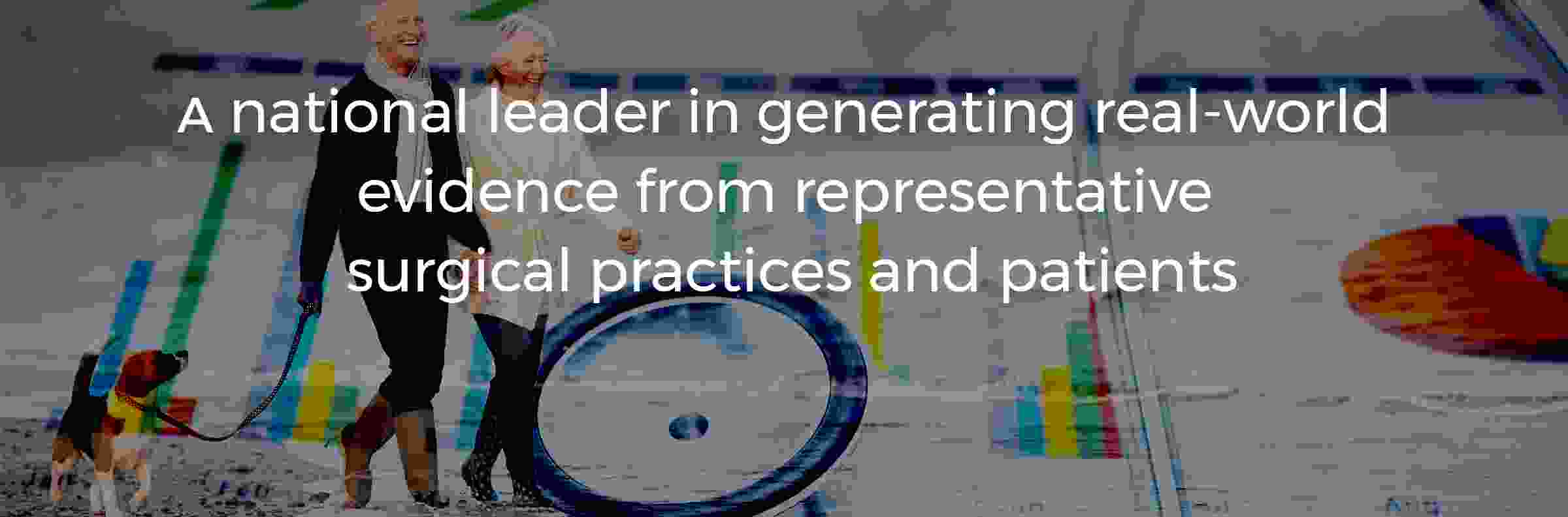 text on image background reads: A national leader in generating real-world evidence from representative surgical practices and patients